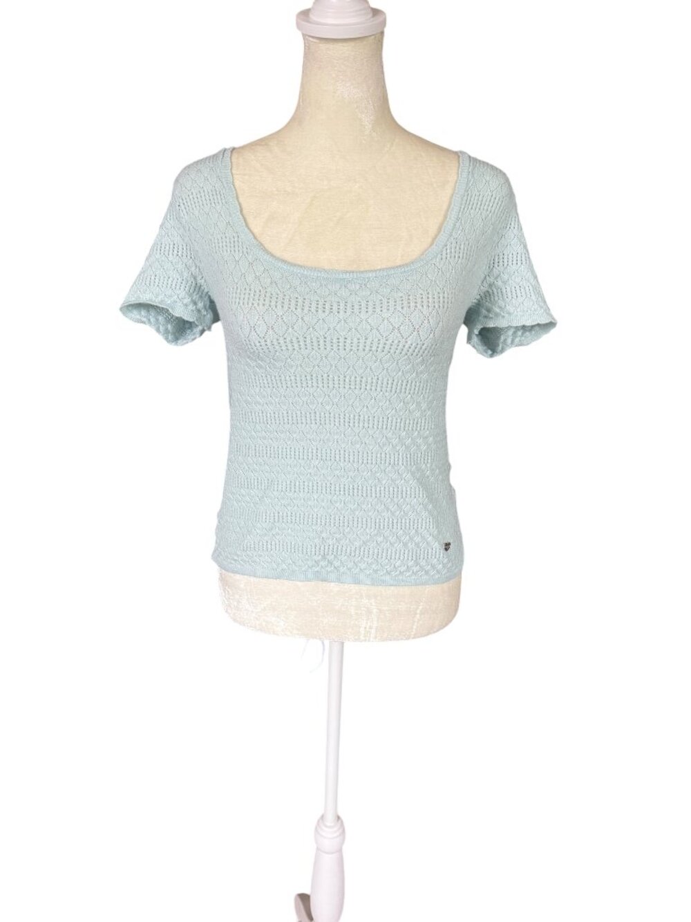 Celebrity Pink light mint green short sleeve square neck pullover top size M